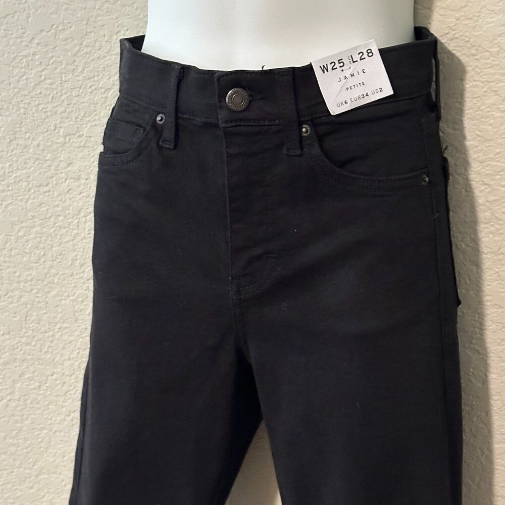 TopShop Jamie High Rise Skinny Petite Black Denim Jeans US Size US 2, Waist  25